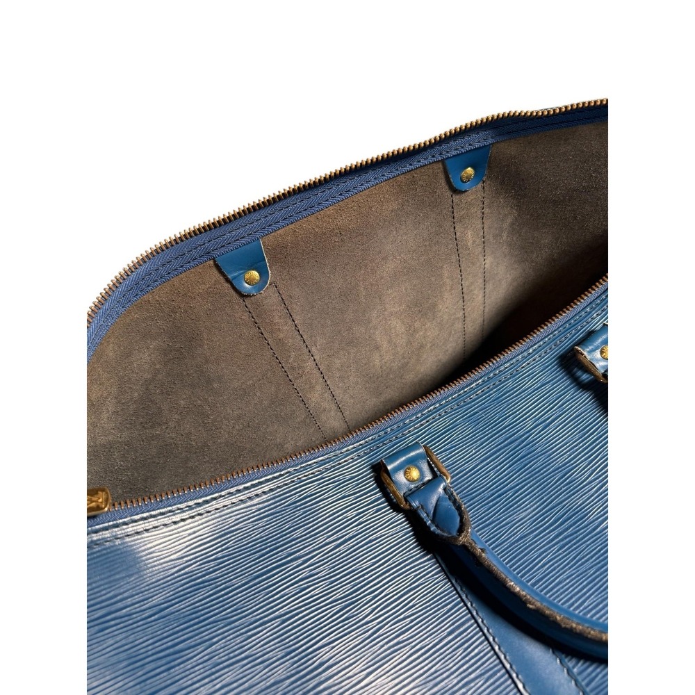 Vintage Louis‎ Vuitton Epi Blue Keepall Travel Duffle Bag Made In France Logo 50 - Picture 10 of 11
